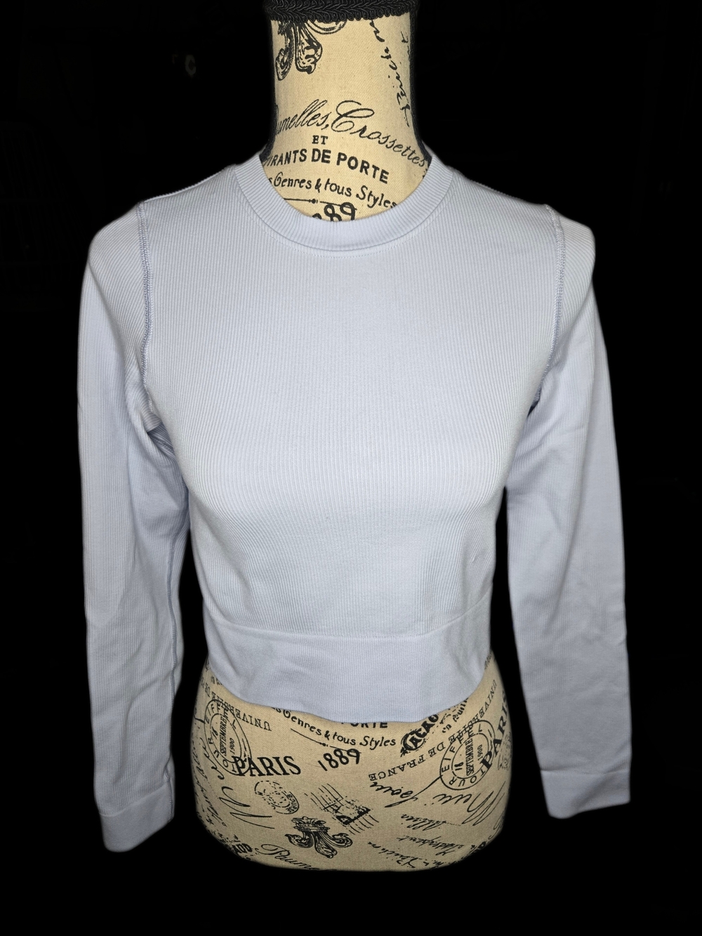 DSG Pale Blue Ribbed Long Sleeve Crop Top